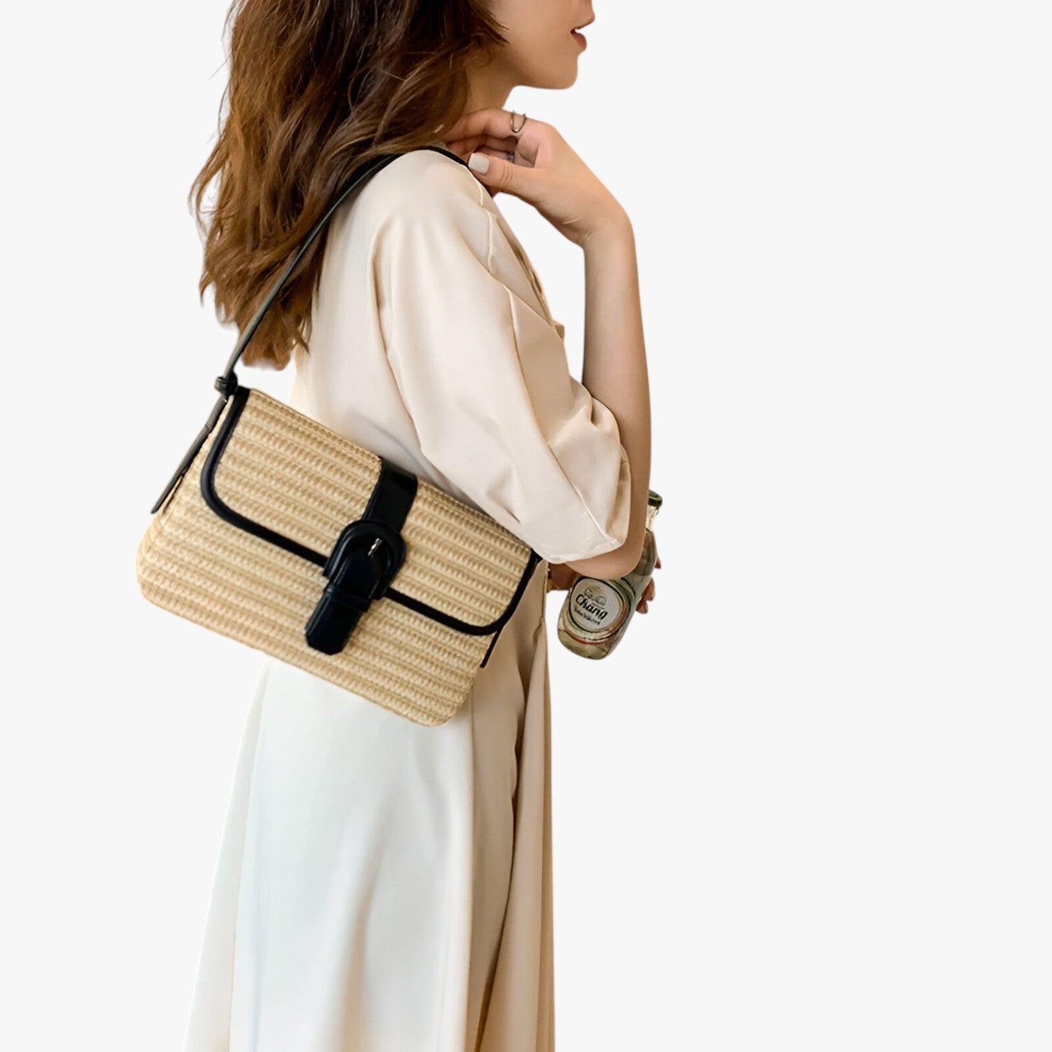 Amelie | Luxe handgemaakte rieten strandtas