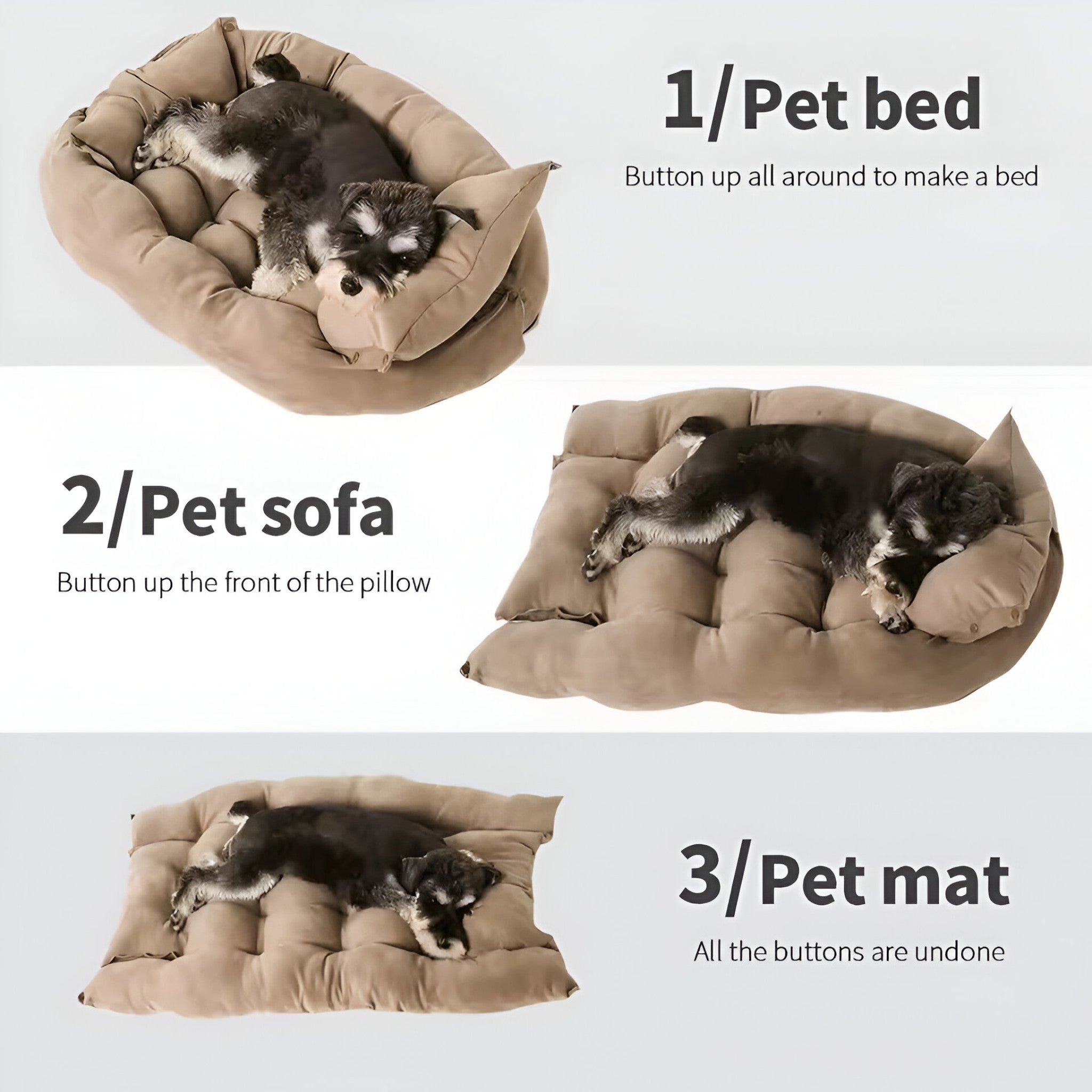 Buddy | 3-in-1 Multifunctioneel Huisdierbed voor Honden en Katten