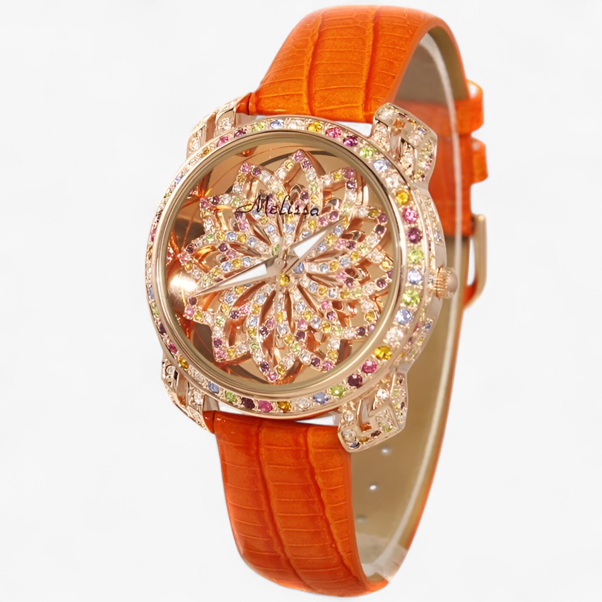 Yolanda | Candy Crystal Quartz dameshorloge met leren band