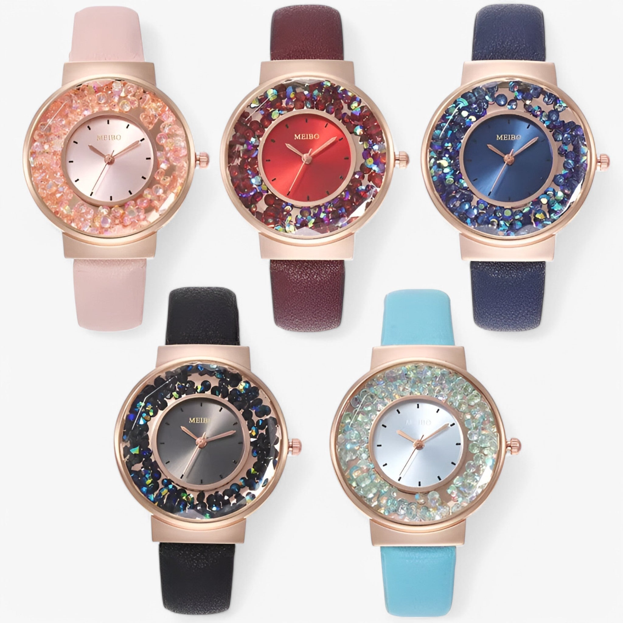 Edith | Dameshorloge met leren armbandstijl en quartz uurwerk
