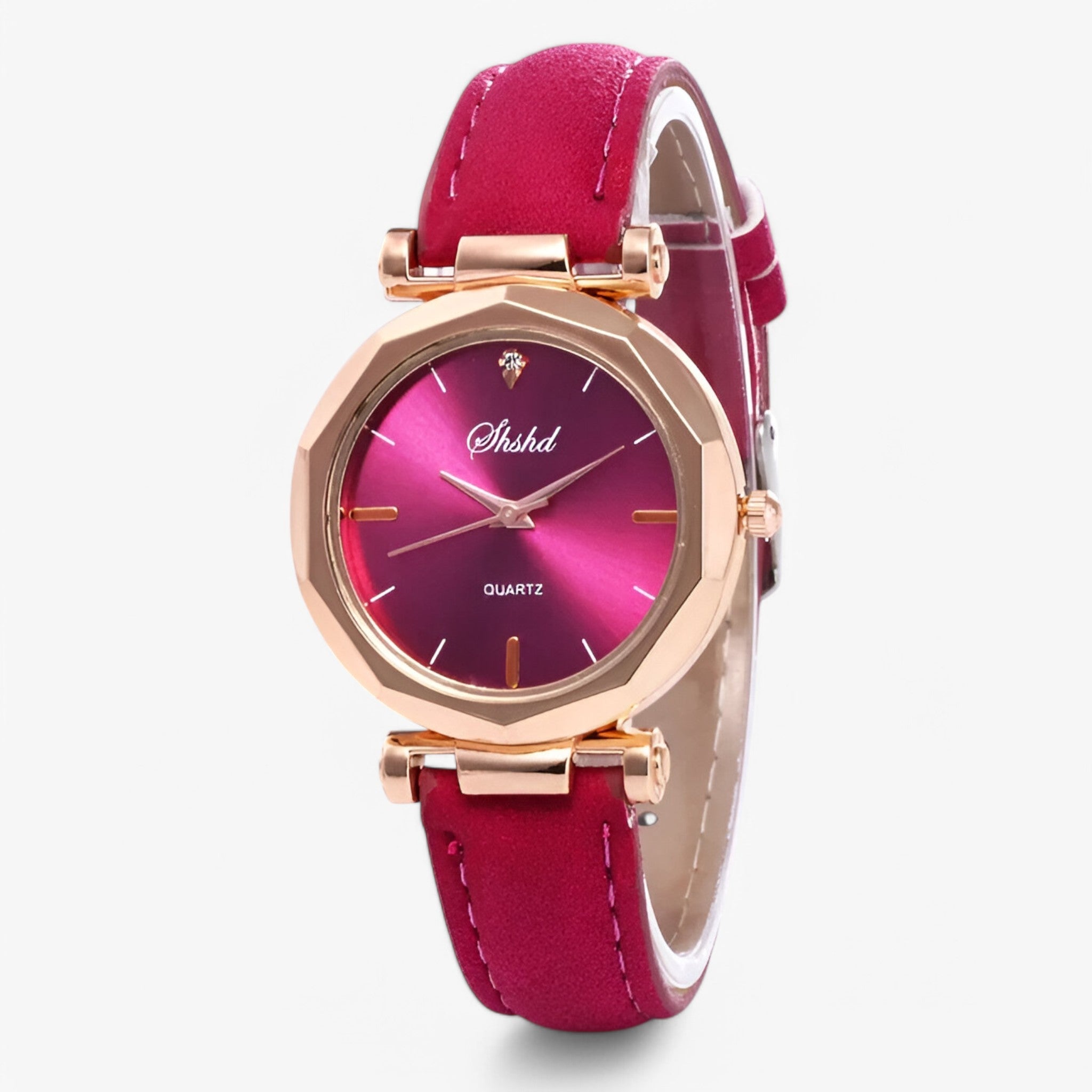 Aria | Leren dameshorloge met kristallen en quartz uurwerk