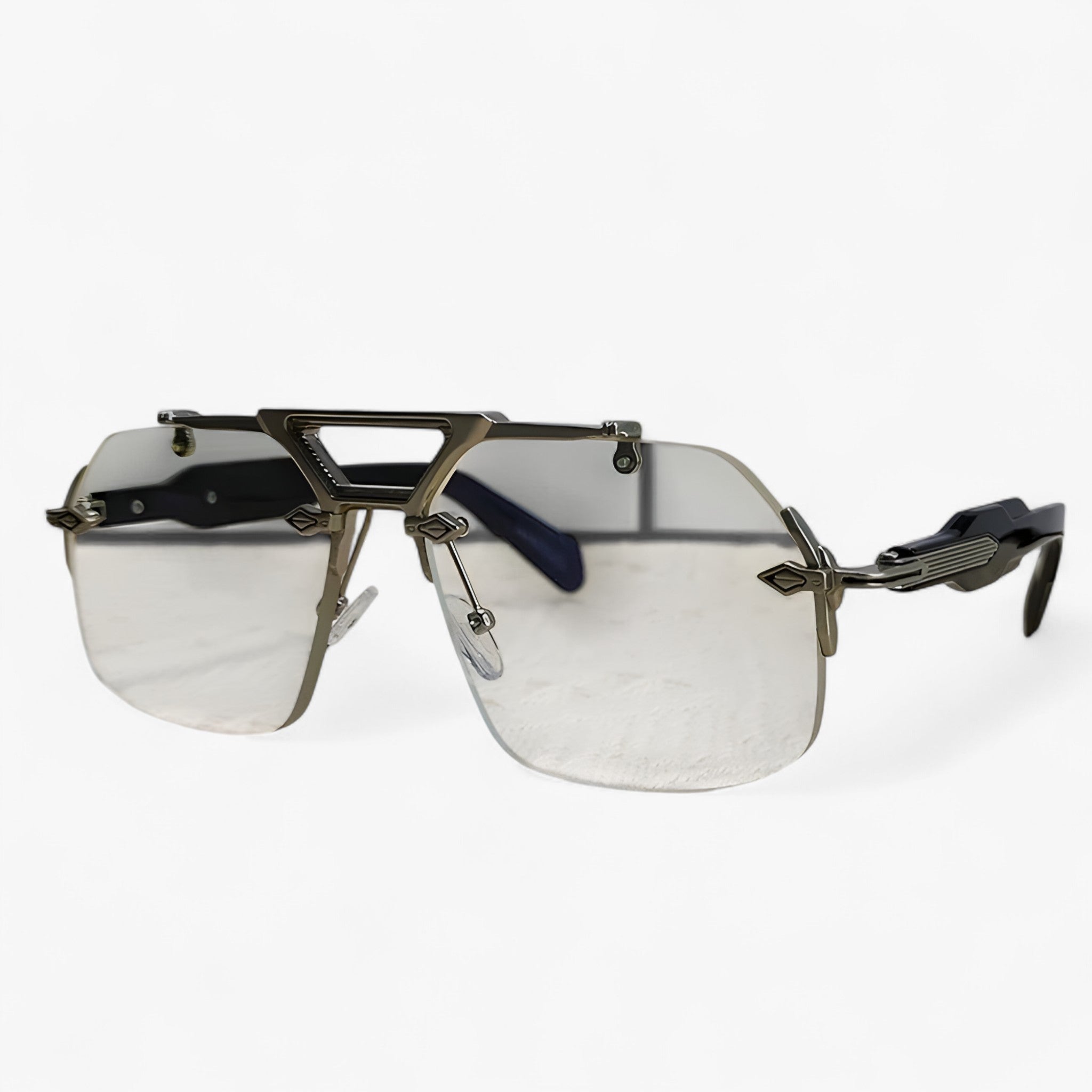 Tabb | Oversized punk metalen randloze zonnebril