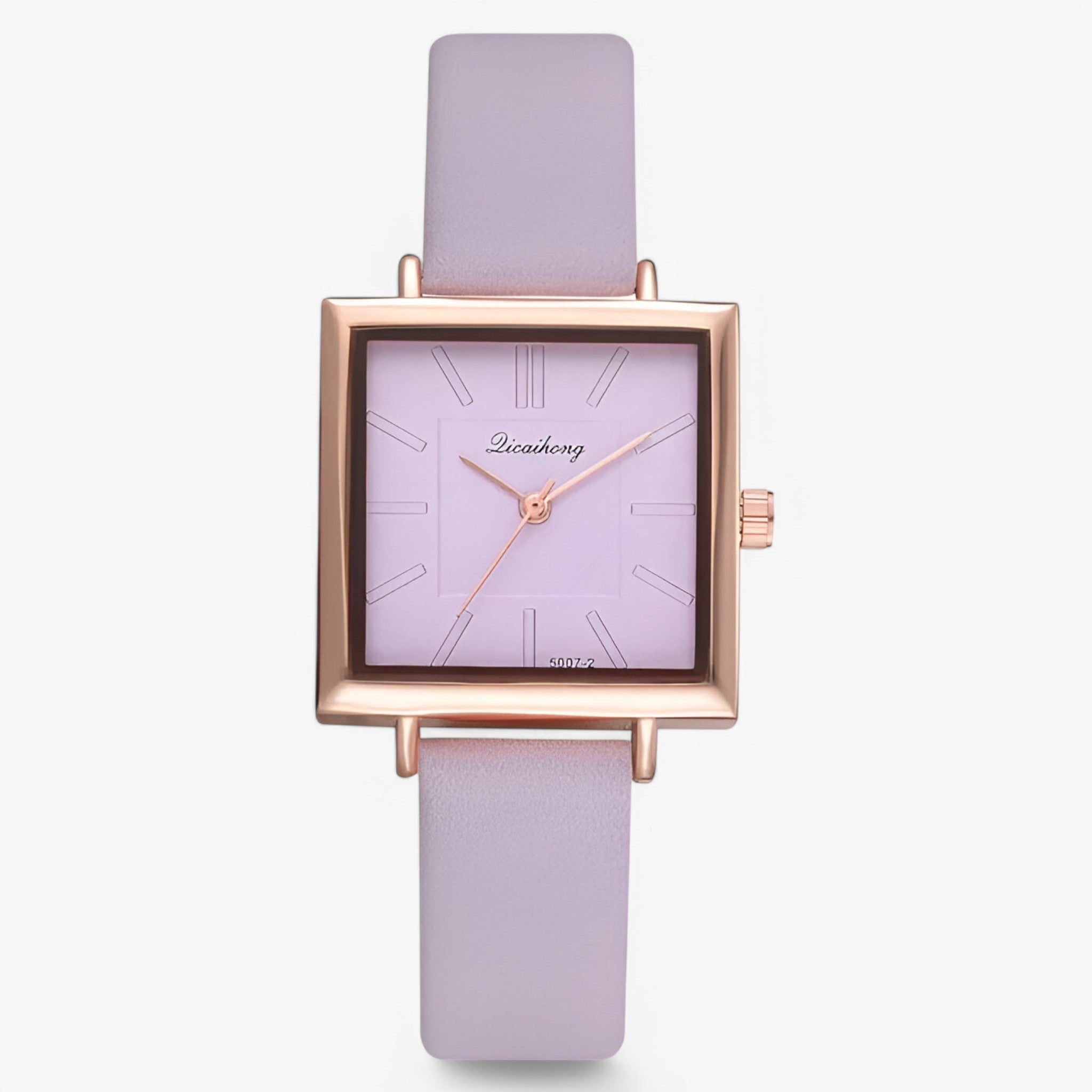 Belle | Roségouden dameshorloge met leren band en quartz uurwerk