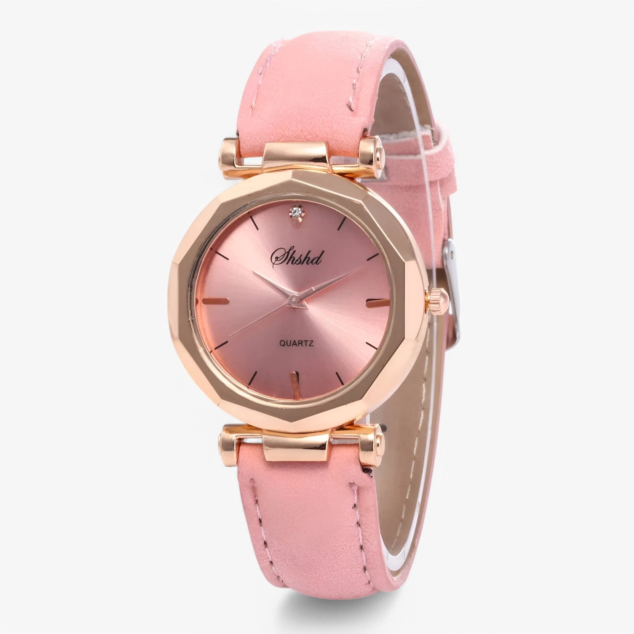 Aria | Leren dameshorloge met kristallen en quartz uurwerk