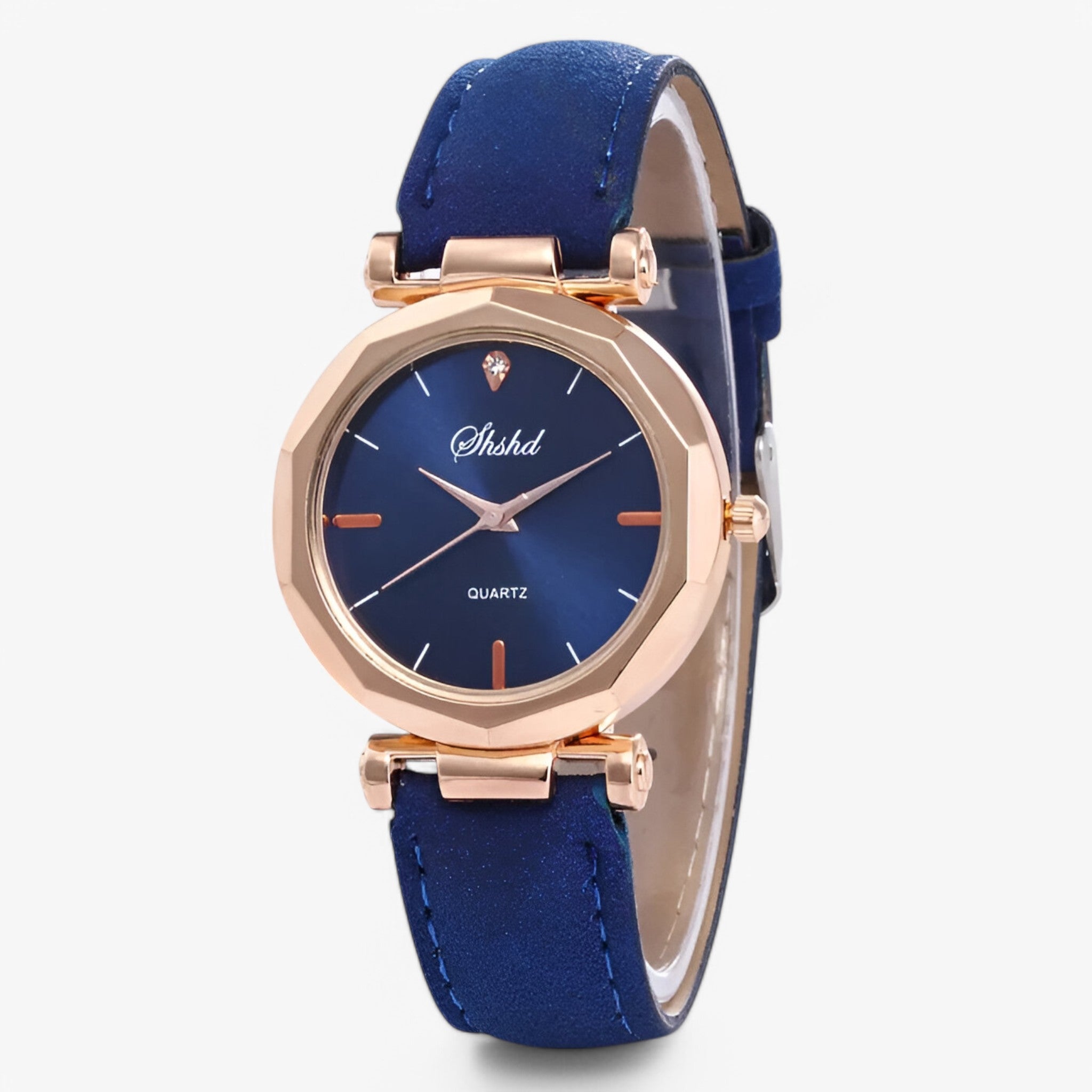 Aria | Leren dameshorloge met kristallen en quartz uurwerk