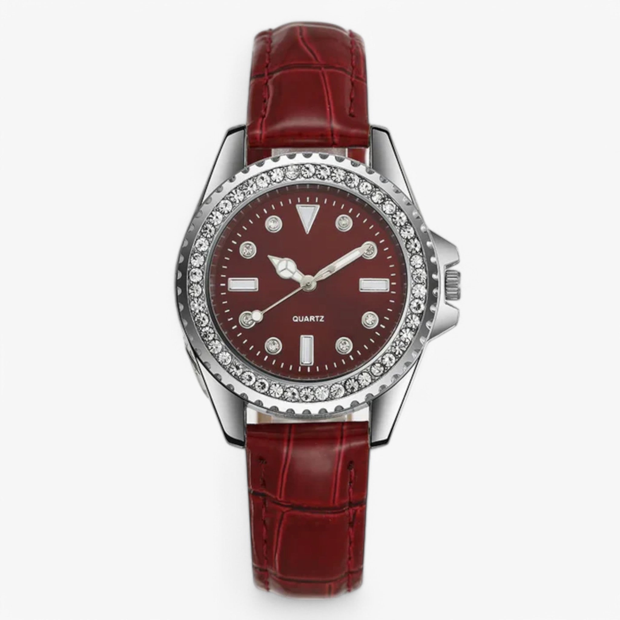 Gemma | Groen leren horloge met sprankelende diamanten