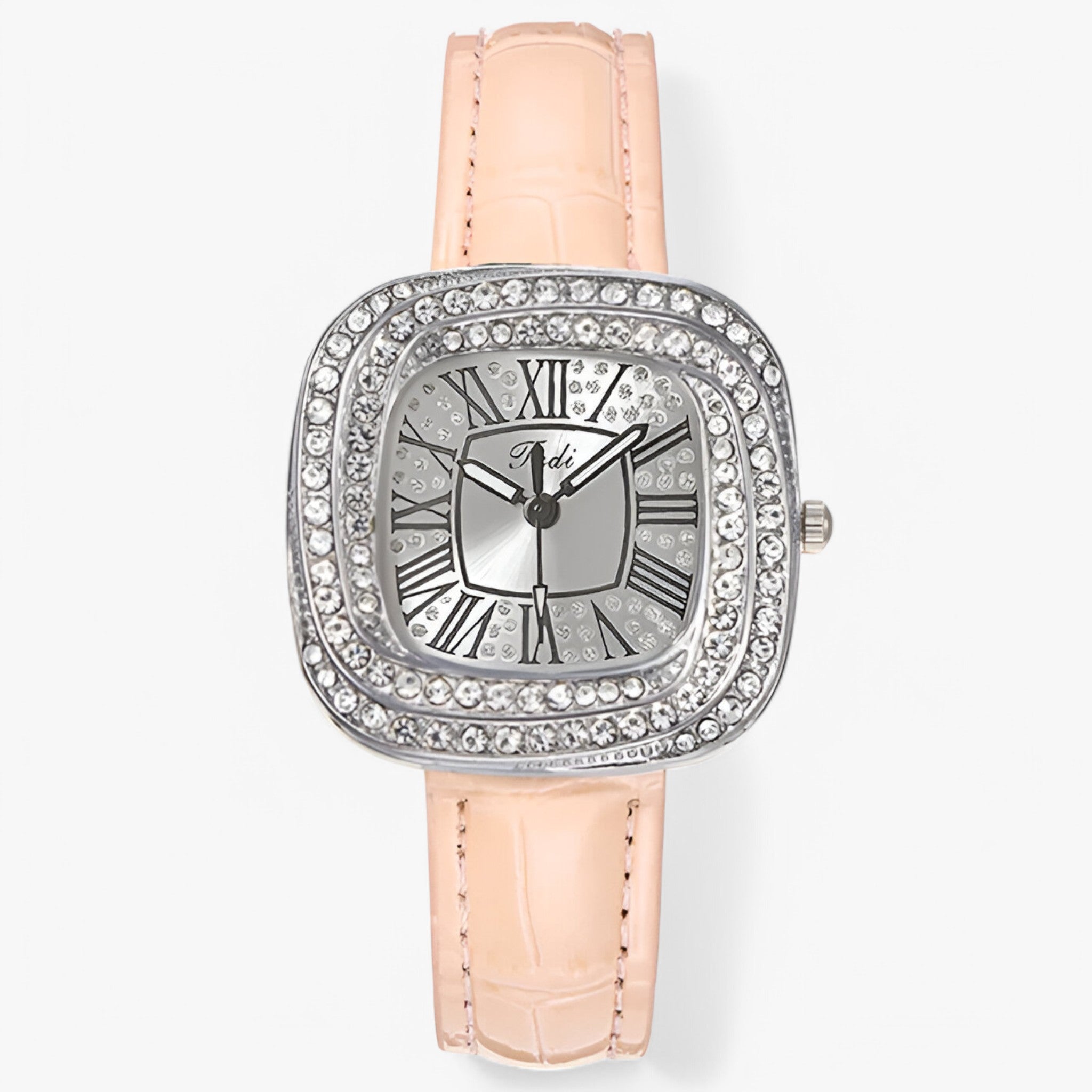 Stella – Elegant dameshorloge met groene leren diamanten