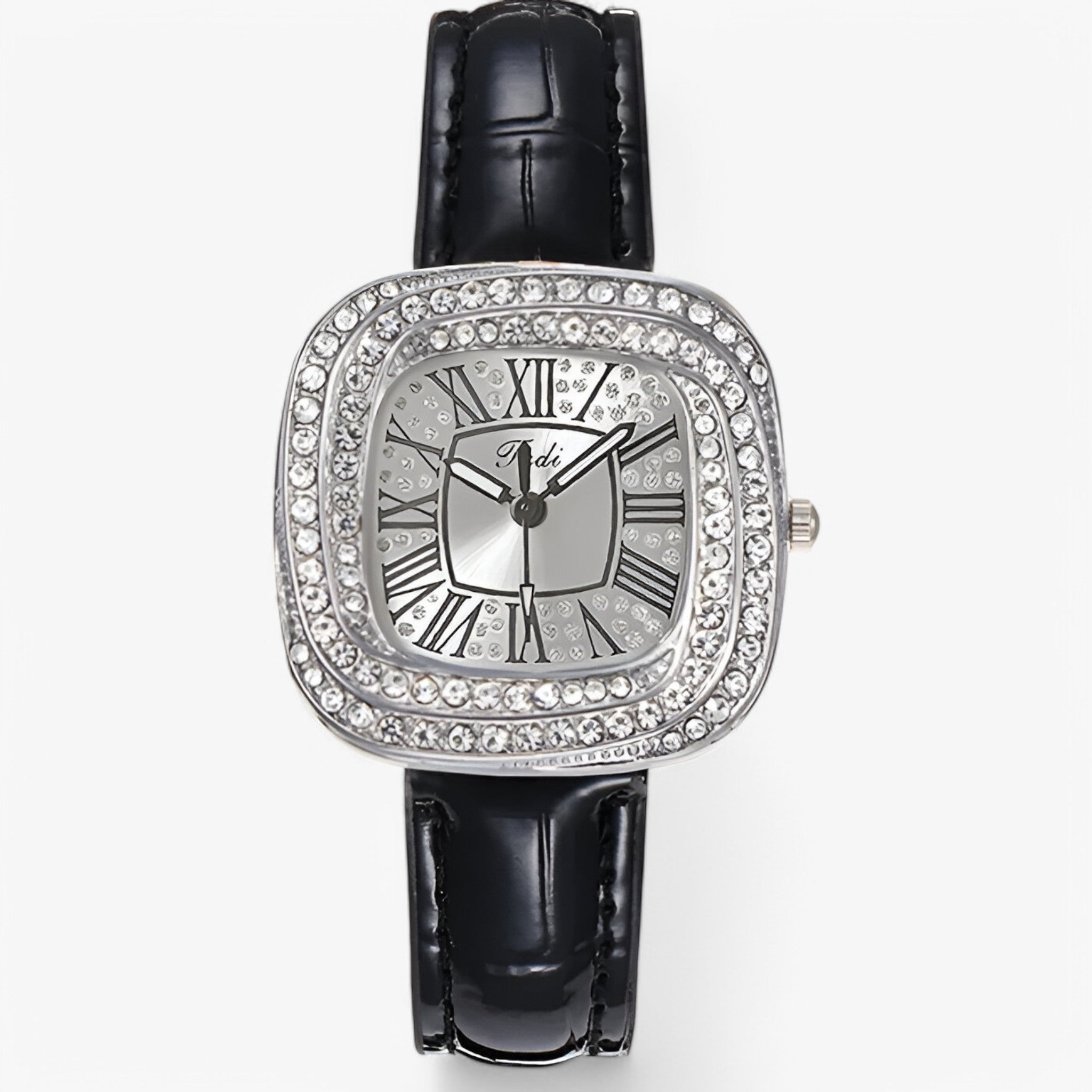 Stella – Elegant dameshorloge met groene leren diamanten