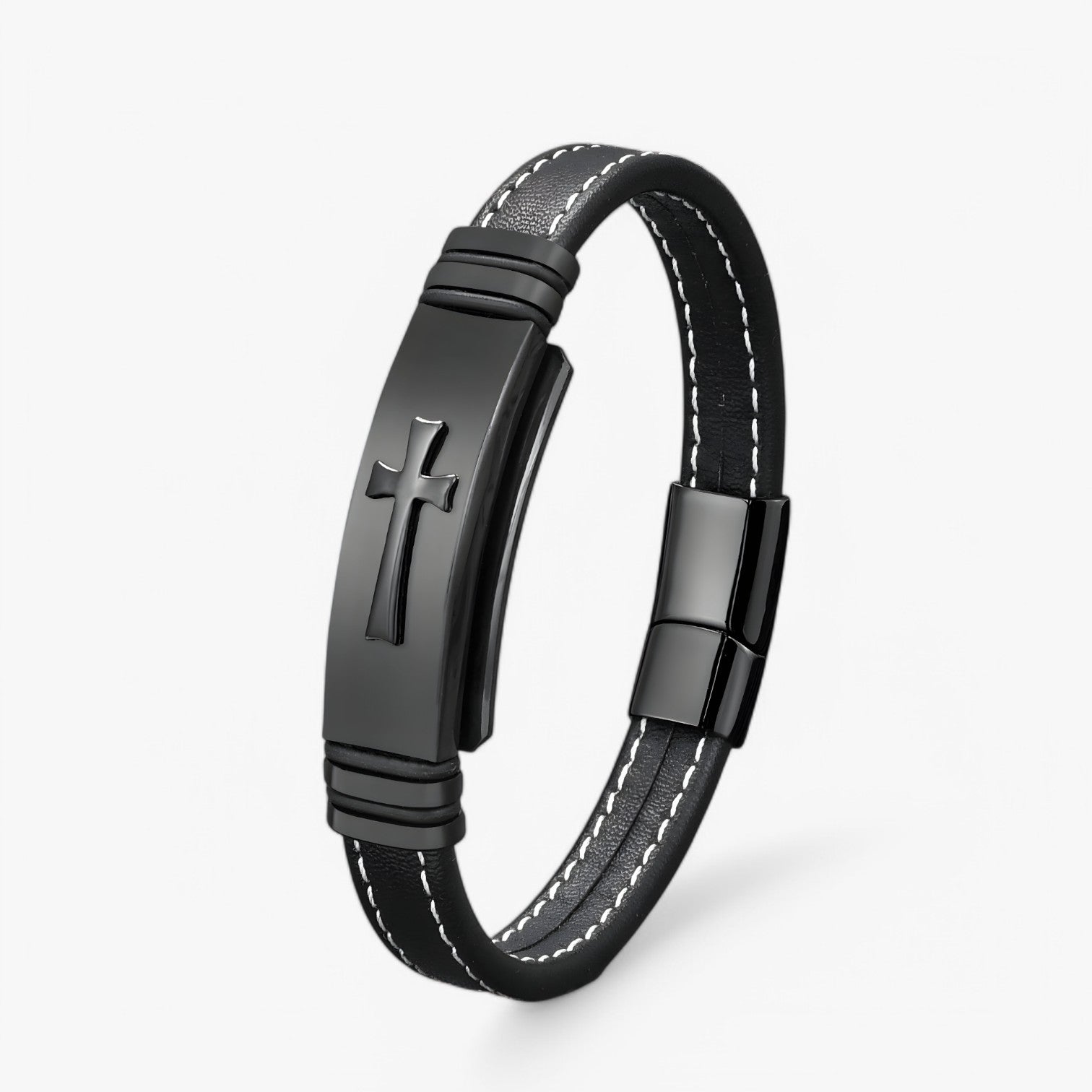 Rafa | Stoere Zwart-Gouden Kruis Armband