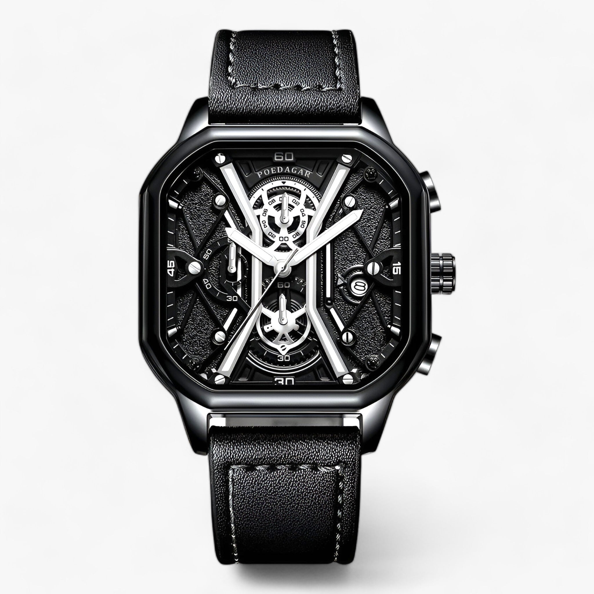 STJERNE | Chronograaf Horloge - Tijdloze schoonheid en eersteklas precisie Zwart Zilver L STJERNE | Chronograph Uhr - Zeitlose Eleganz und Präzision - €25 - Werqino Amsterdam