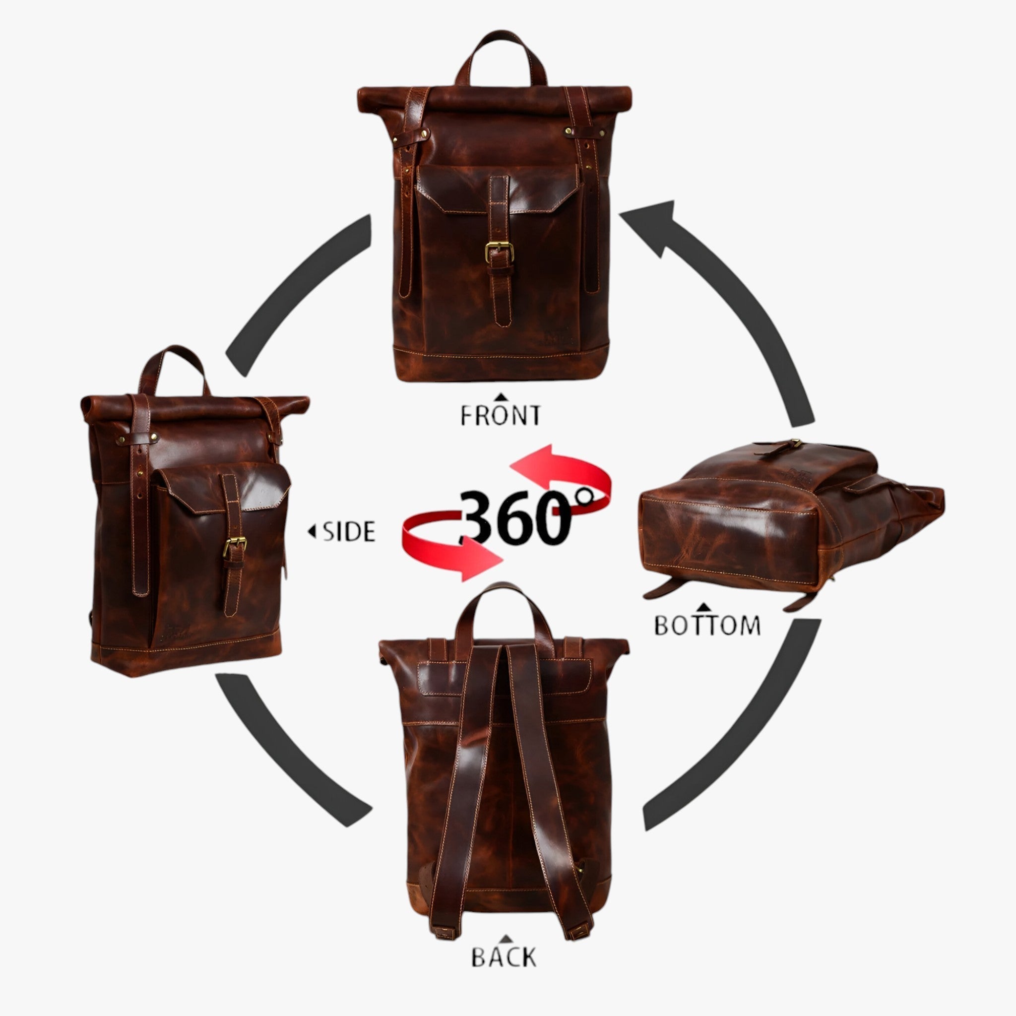 Zaino Roll-Top marrone Saddleback