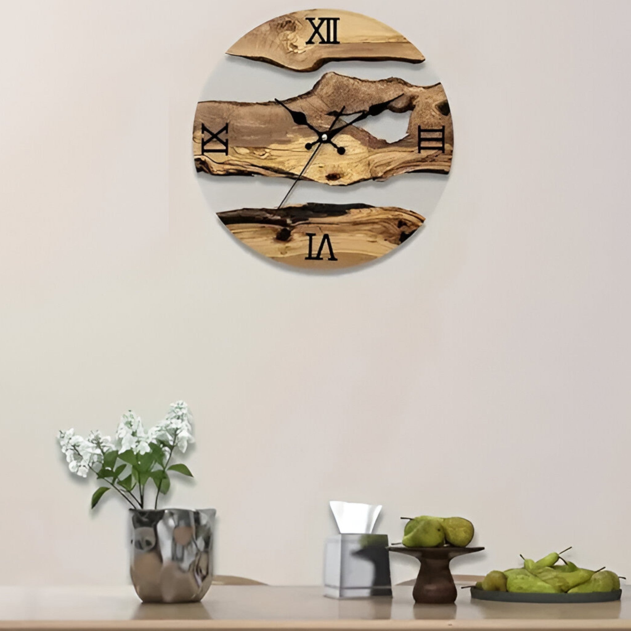 Alaric | Minimalistische wandklok met houten accent