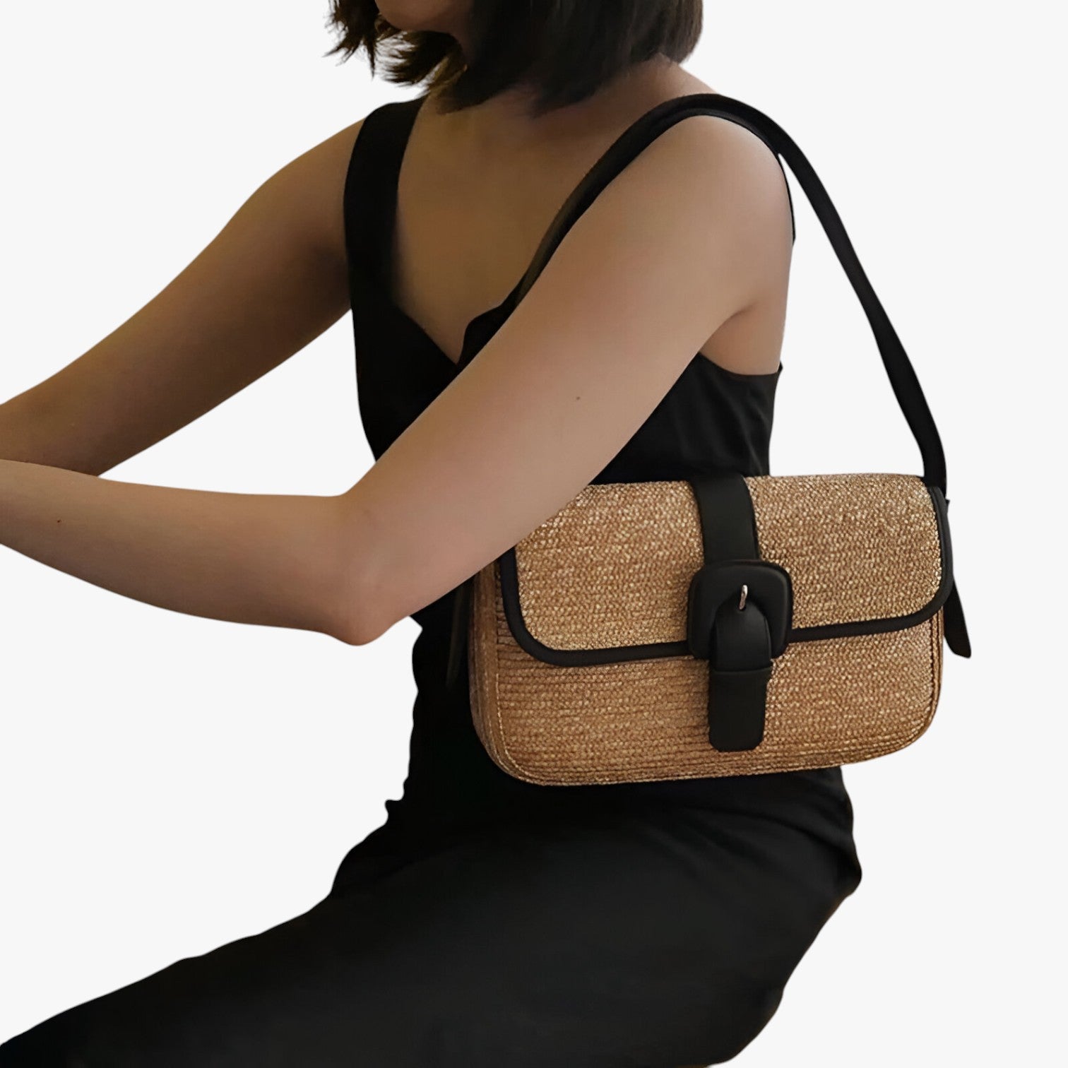 Amelie | Luxe handgemaakte rieten strandtas