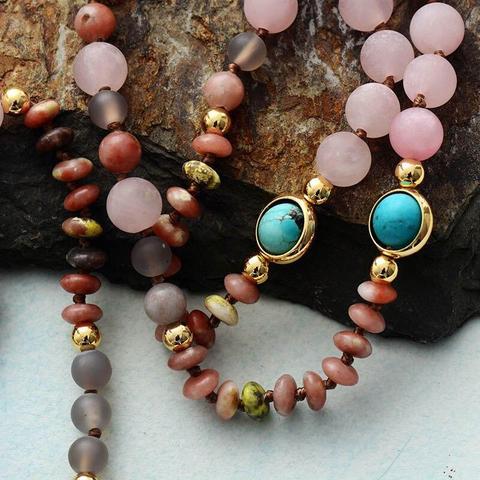 Beschermende ketting met rozenkwarts, amazoniet en jaspis