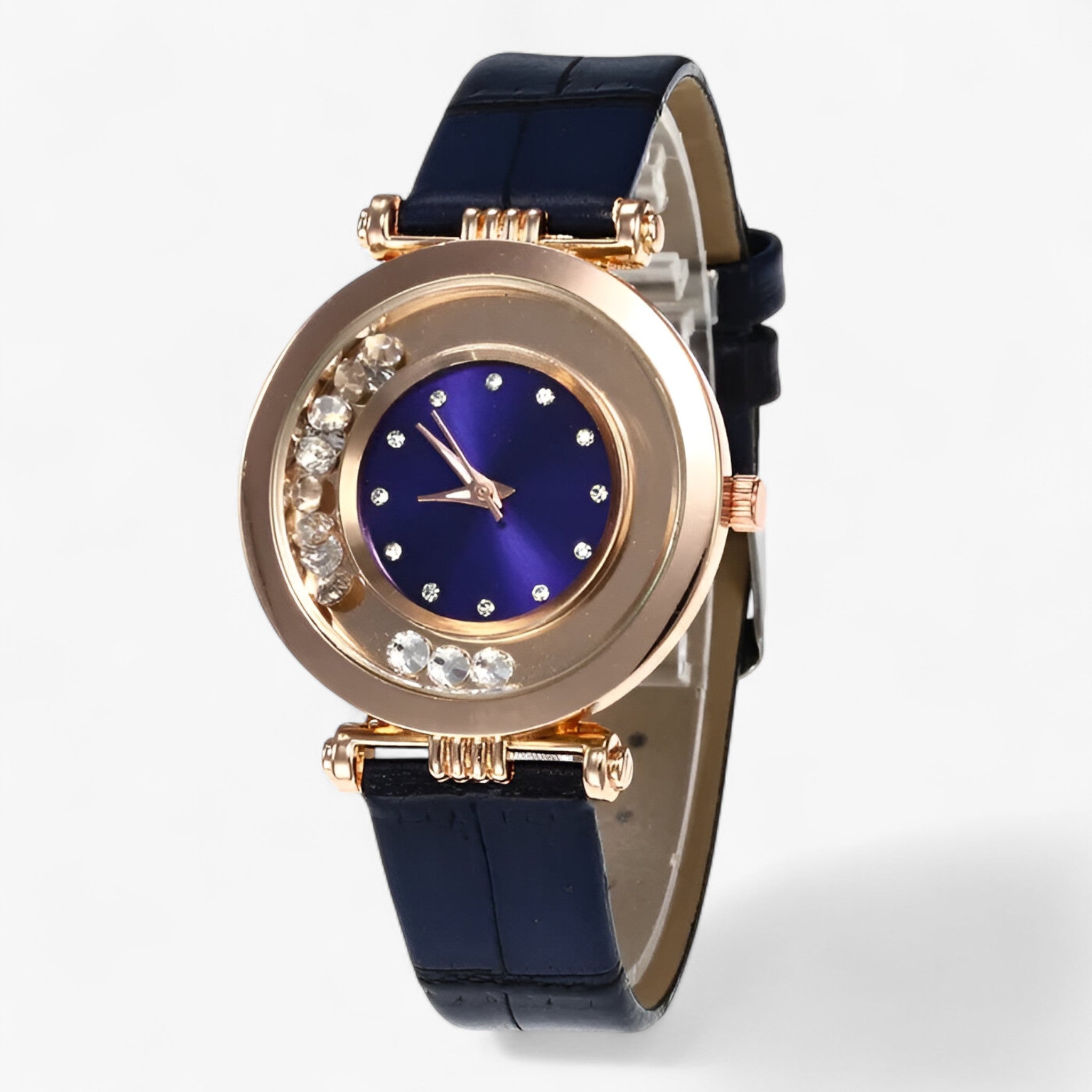 Bozena | Elegant dameshorloge met leren band en strass-gesp