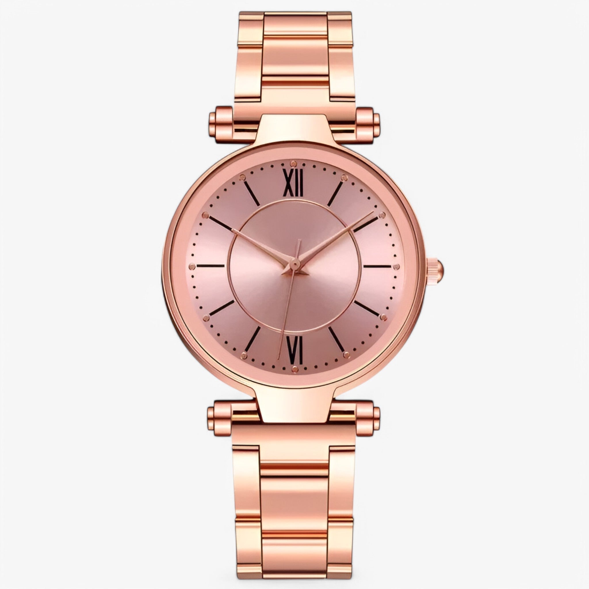 Claudia | Klassiek roze stalen horloge