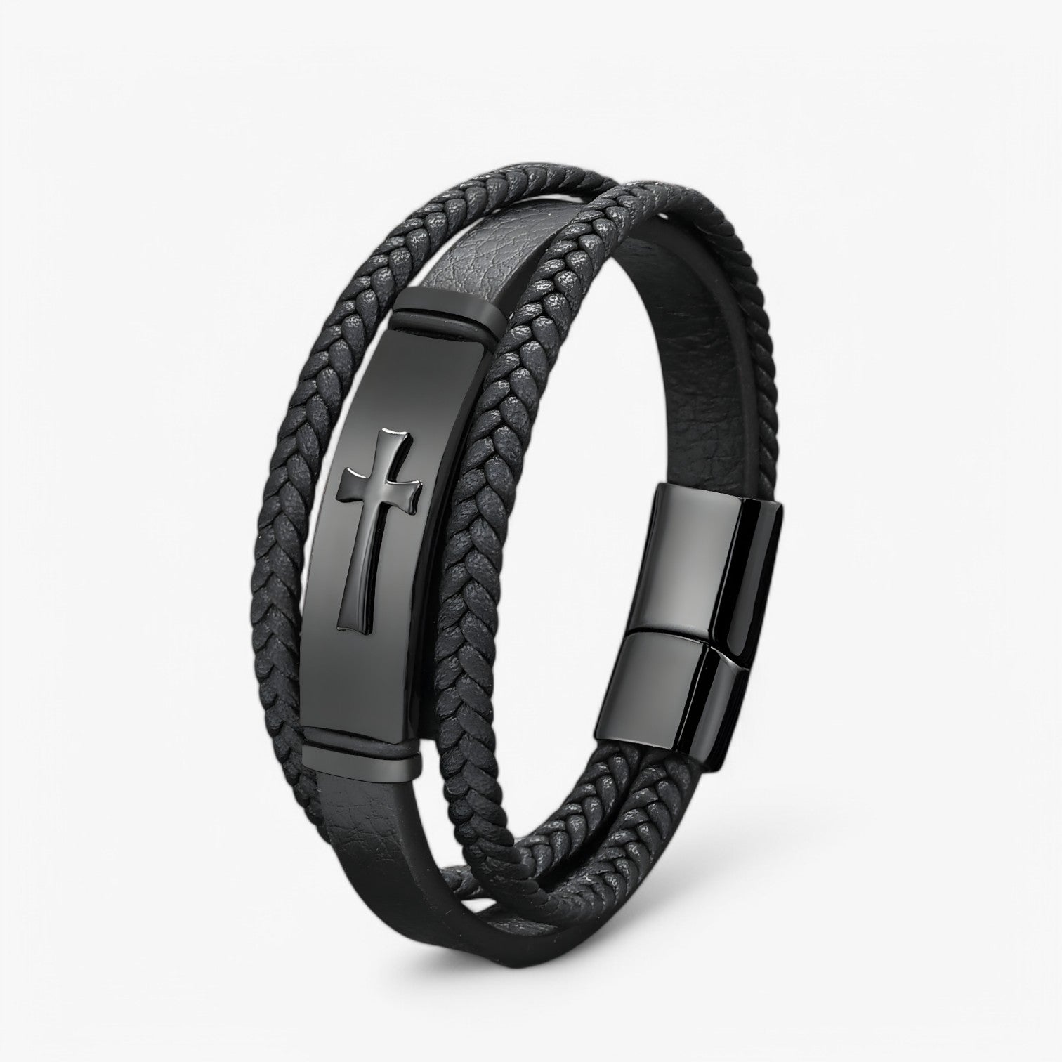 Rafa | Stoere Zwart-Gouden Kruis Armband