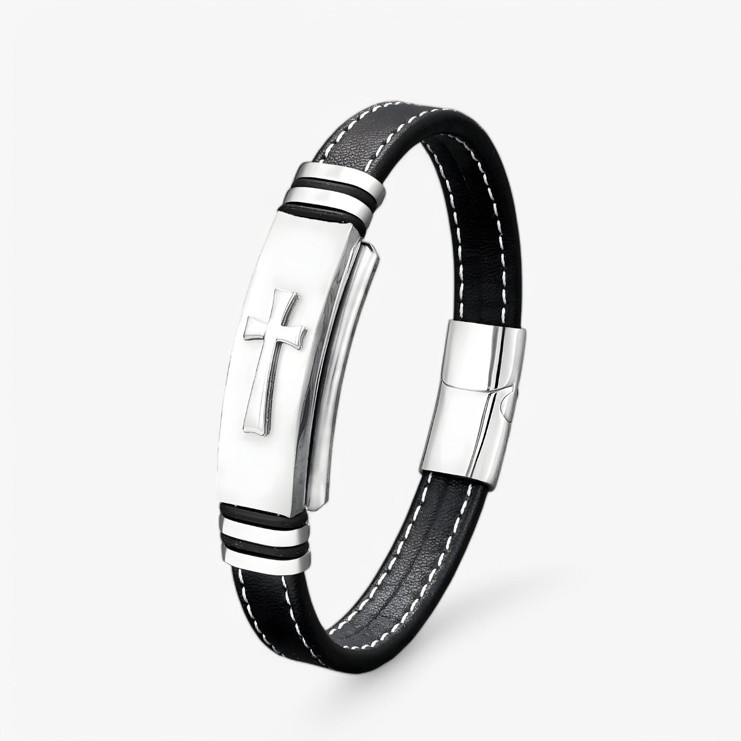 Rafa | Stoere Zwart-Gouden Kruis Armband