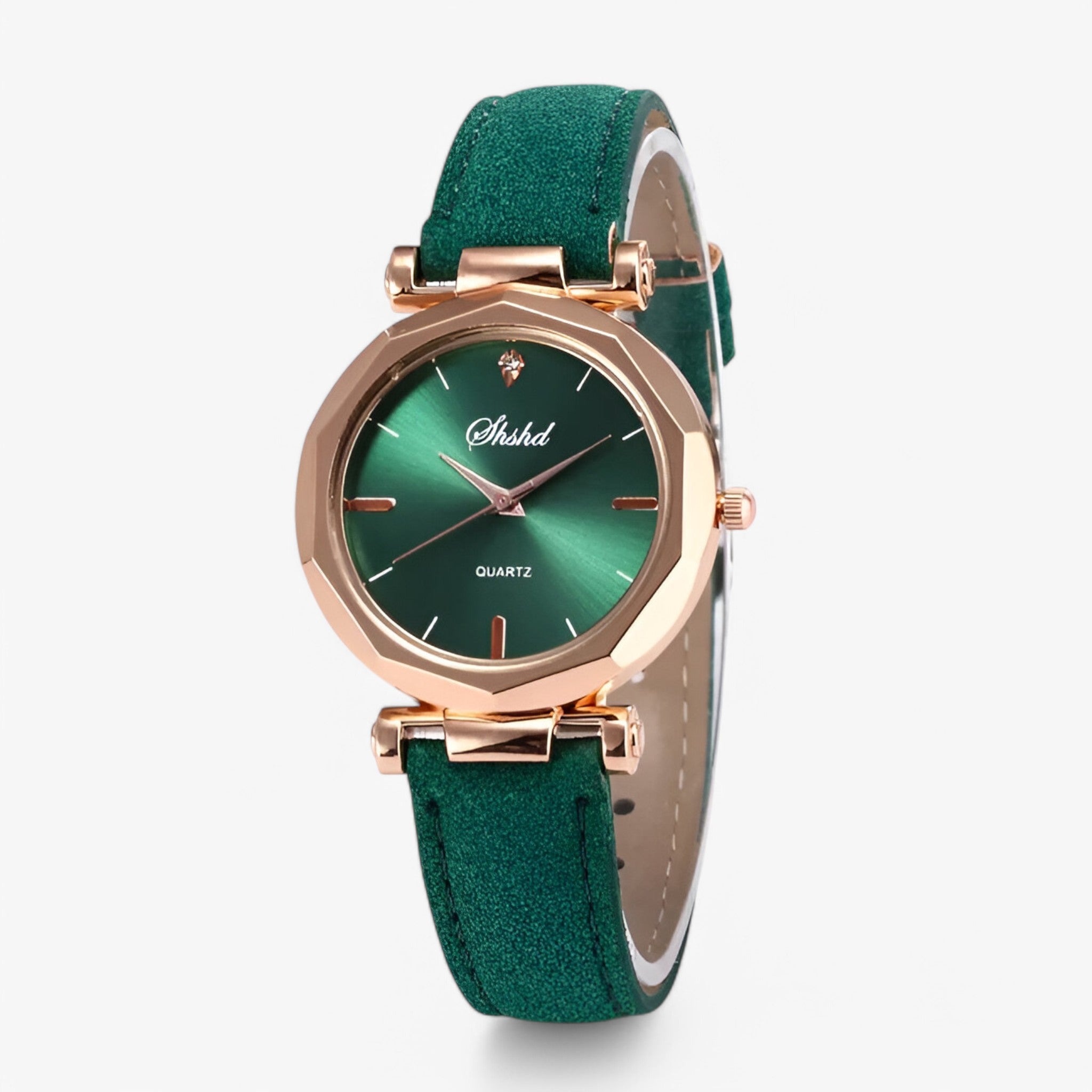 Aria | Leren dameshorloge met kristallen en quartz uurwerk