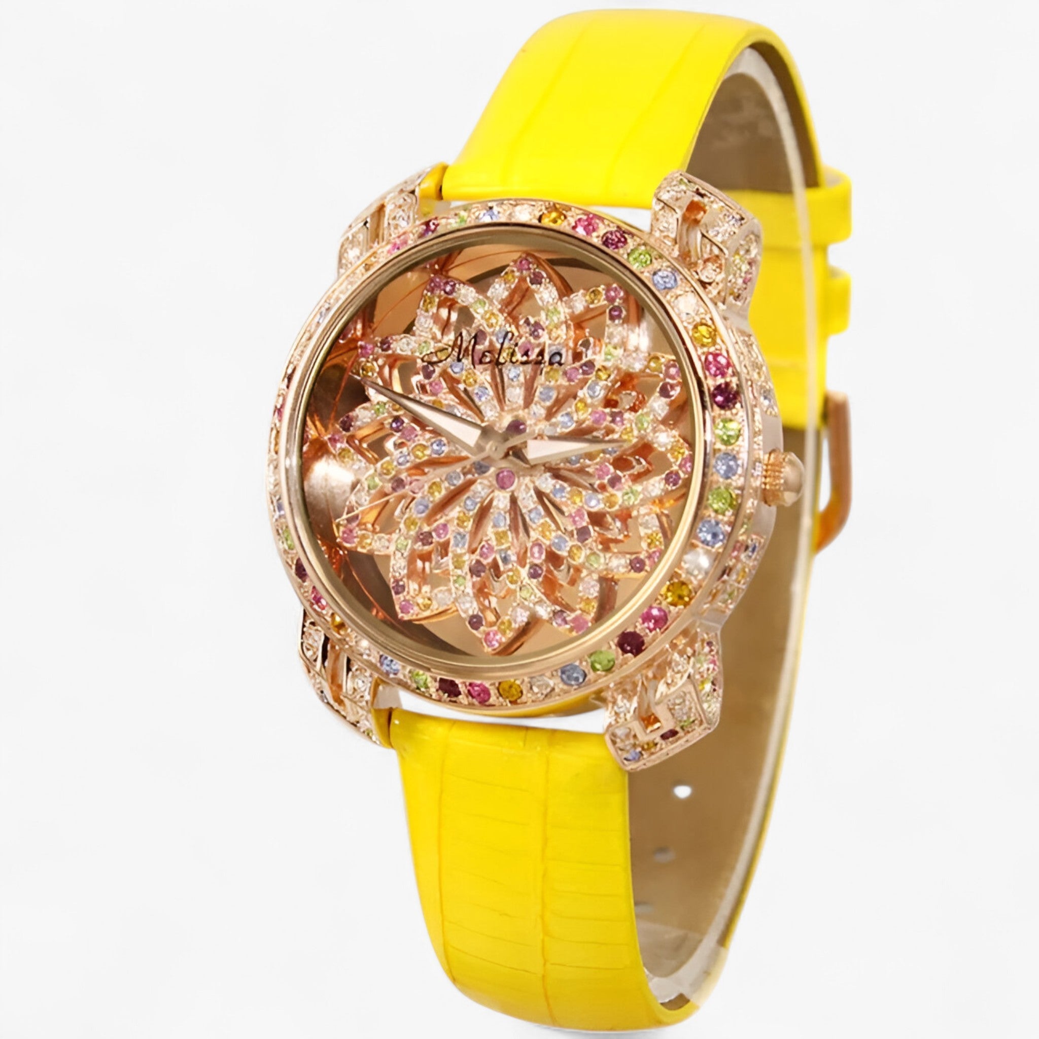 Yolanda | Candy Crystal Quartz dameshorloge met leren band