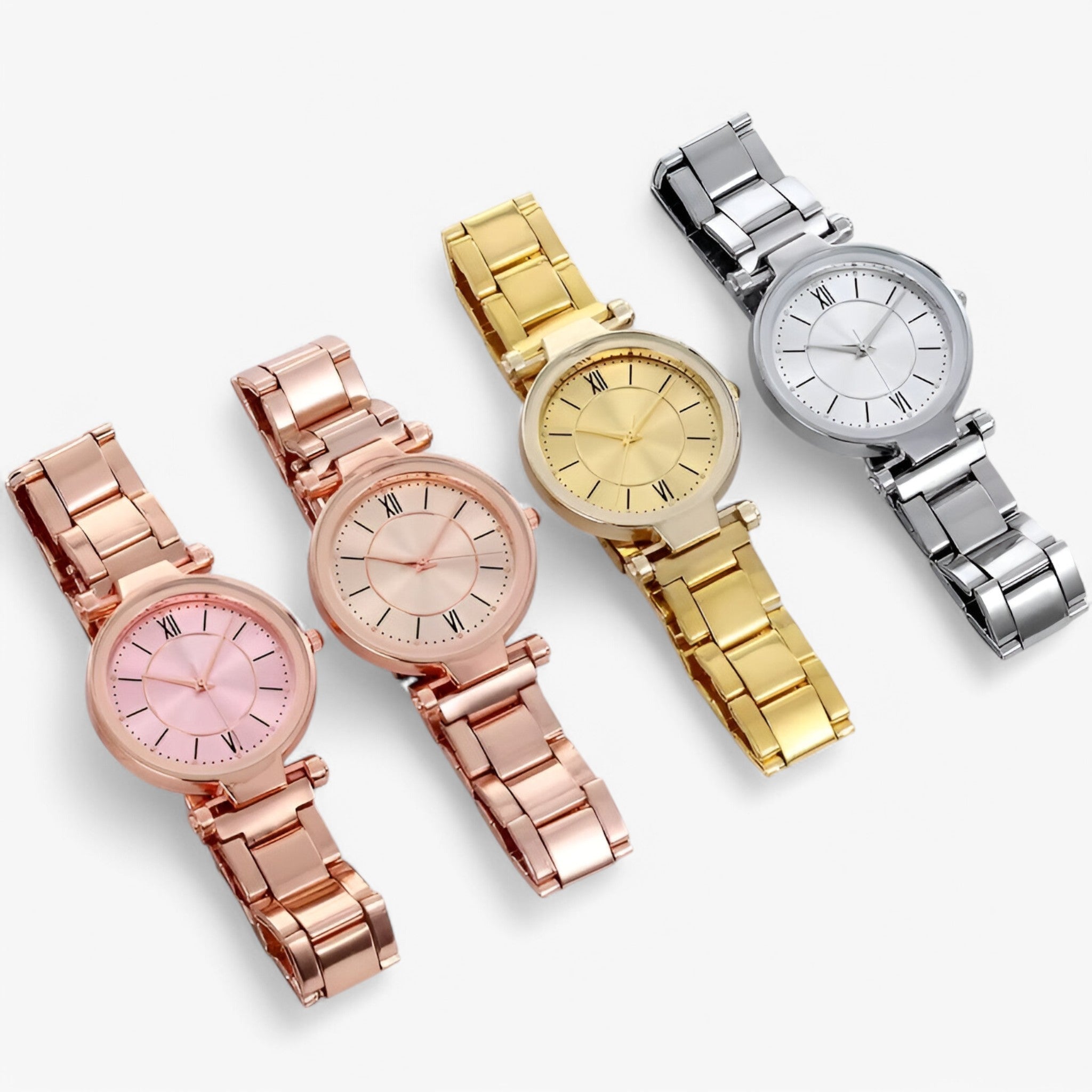 Claudia | Klassiek roze stalen horloge