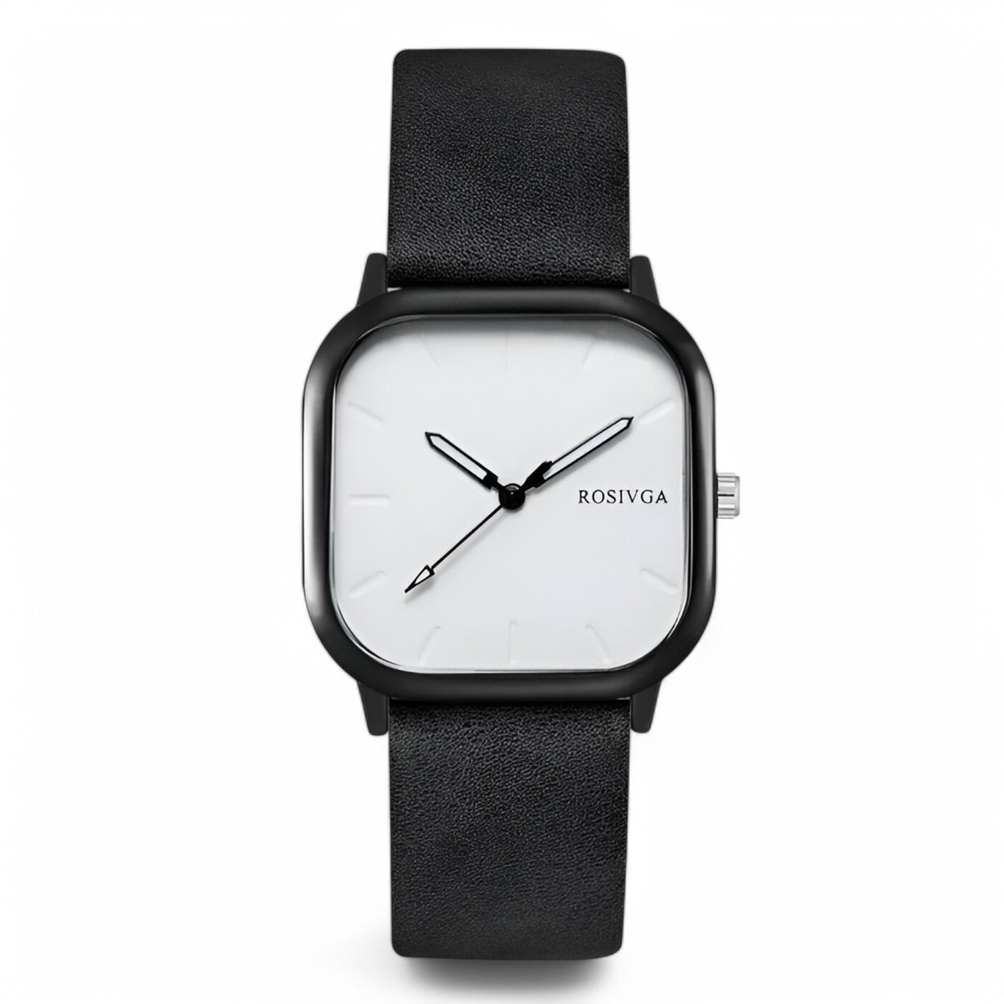 Elias | PU leren quartzhorloge met vierkante wijzerplaat