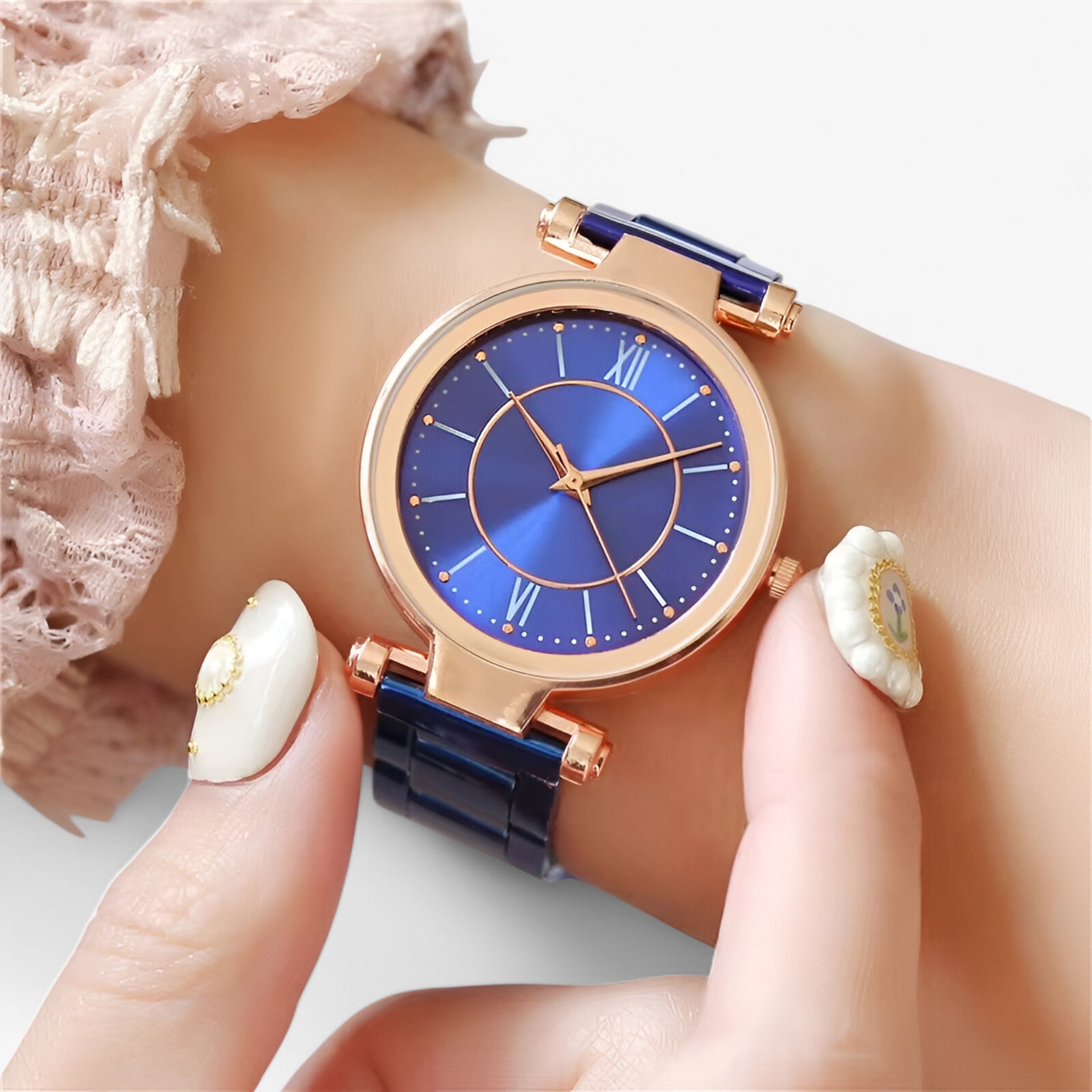 Claudia | Klassiek roze stalen horloge
