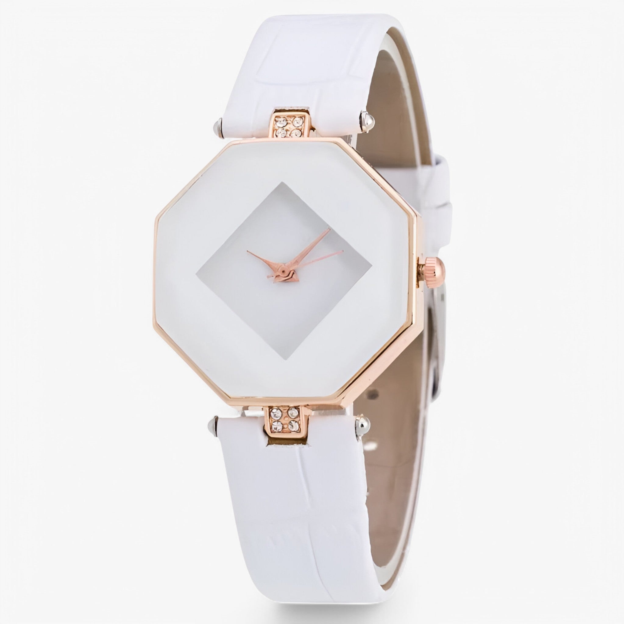 Clare | Leren dameshorloge met gouden details en kristallen