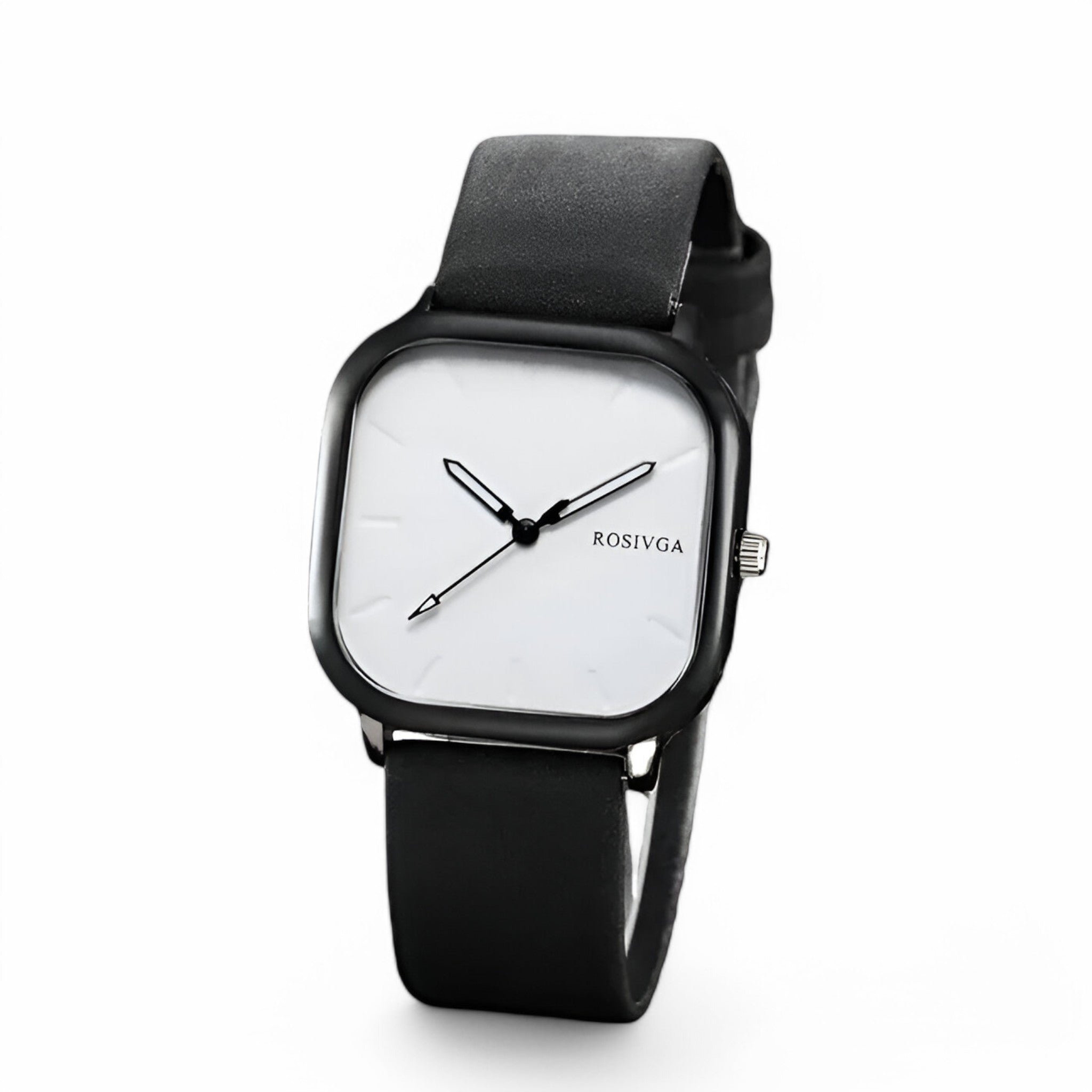 Elias | PU leren quartzhorloge met vierkante wijzerplaat