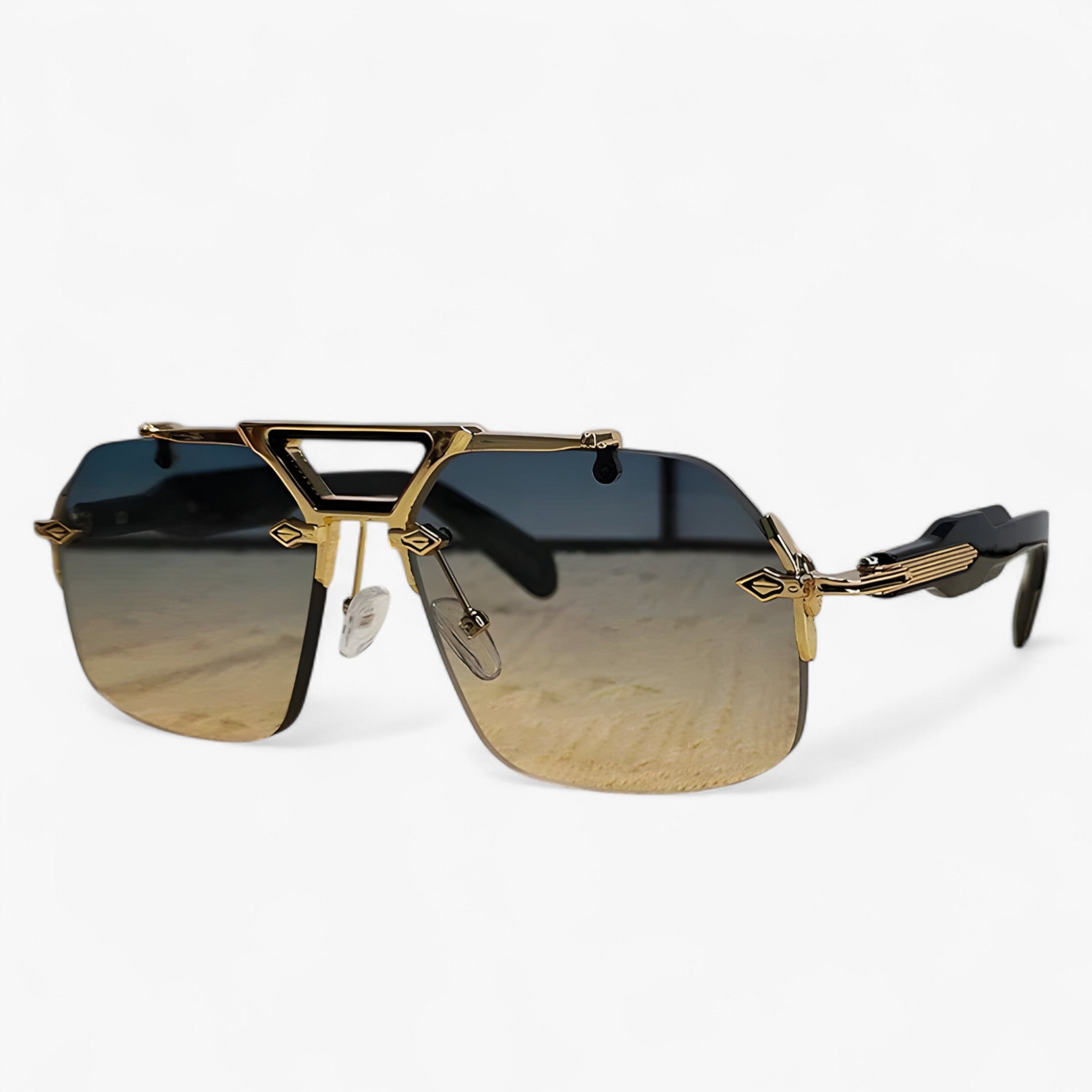Tabb | Oversized punk metalen randloze zonnebril
