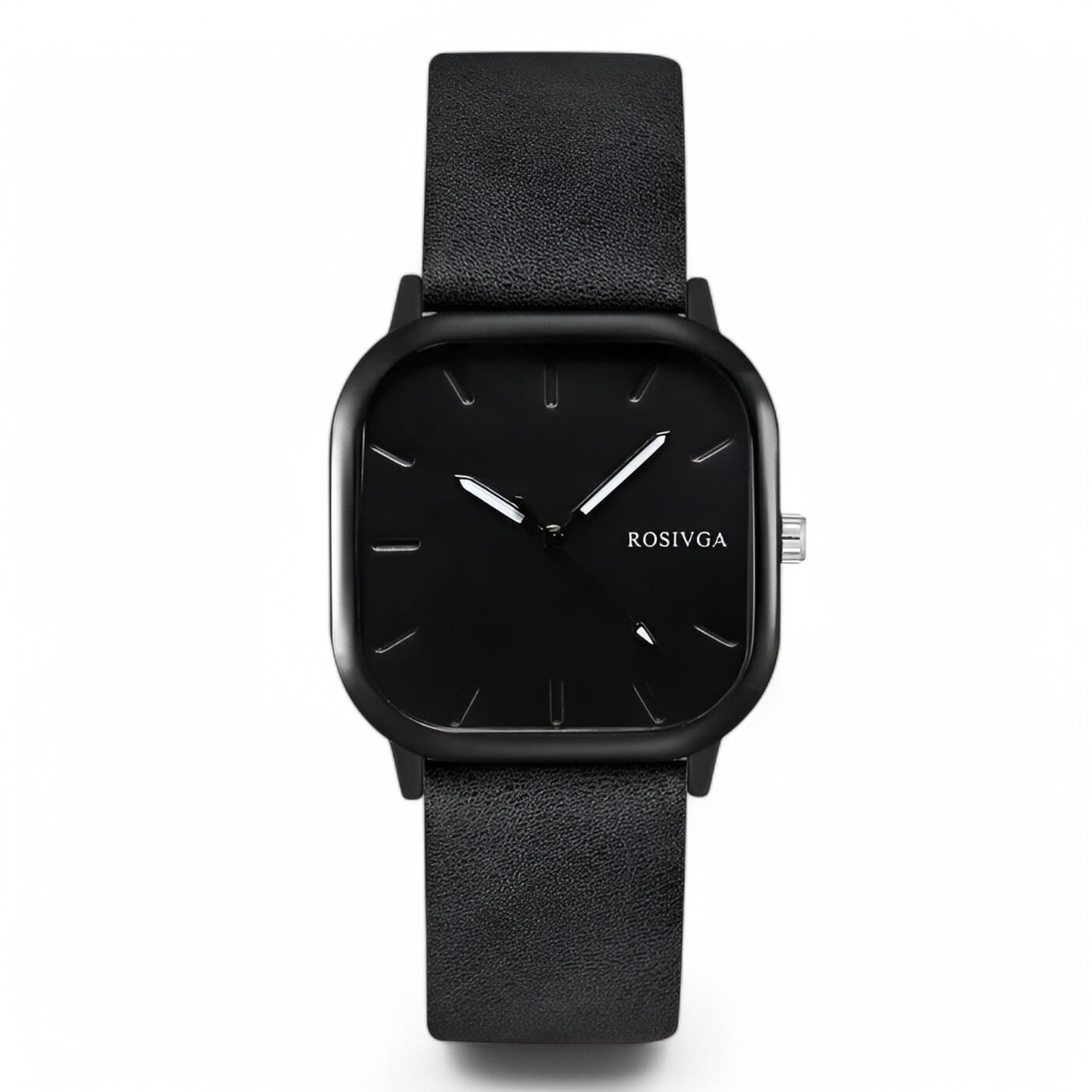 Elias | PU leren quartzhorloge met vierkante wijzerplaat
