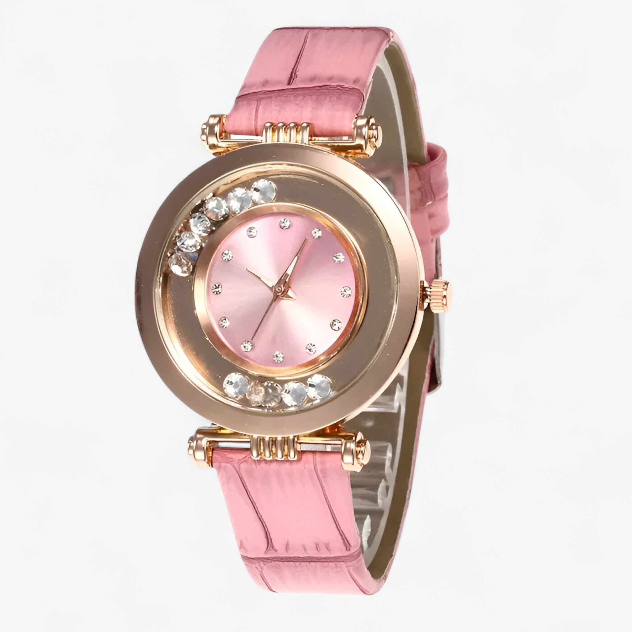 Bozena | Elegant dameshorloge met leren band en strass-gesp