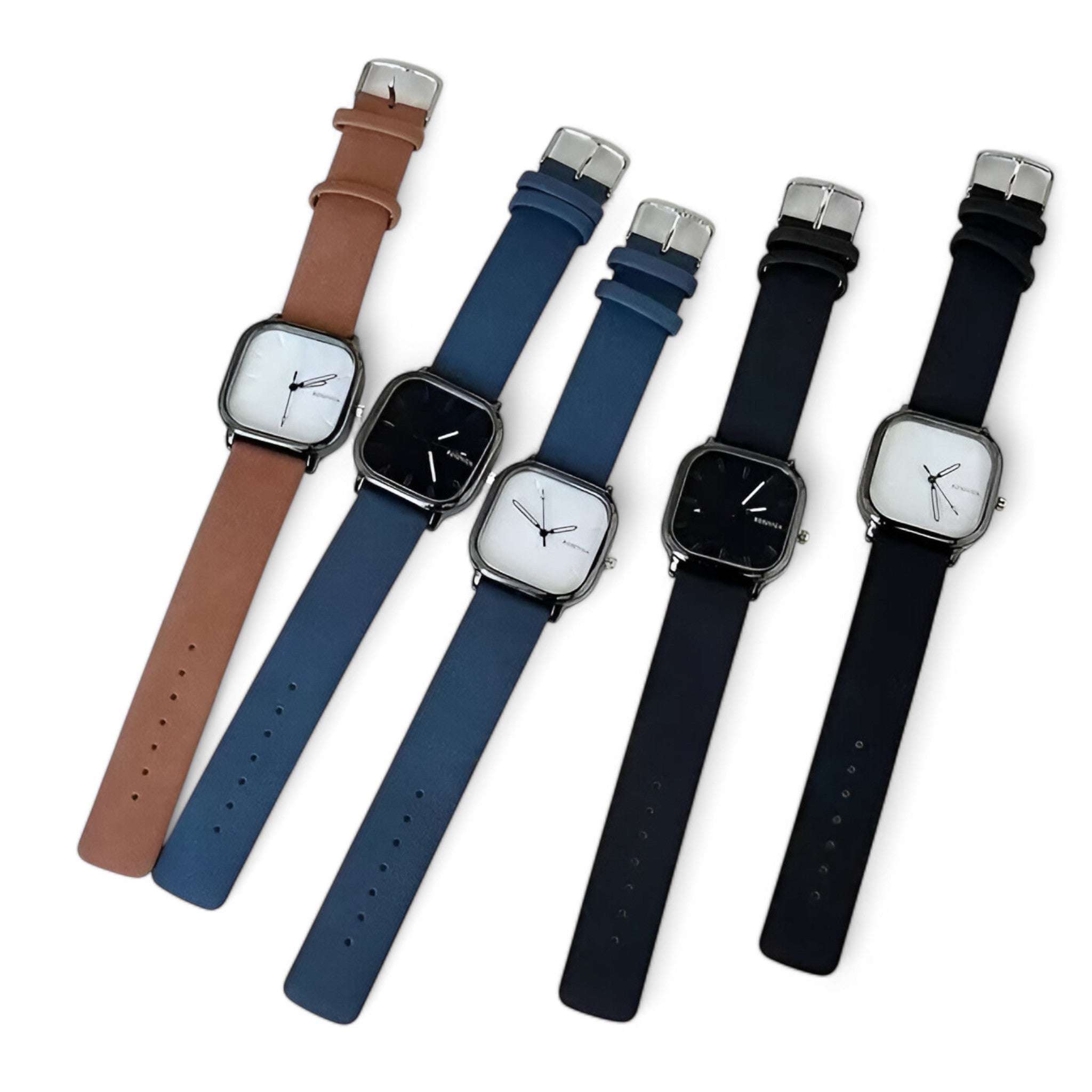 Elias | PU leren quartzhorloge met vierkante wijzerplaat
