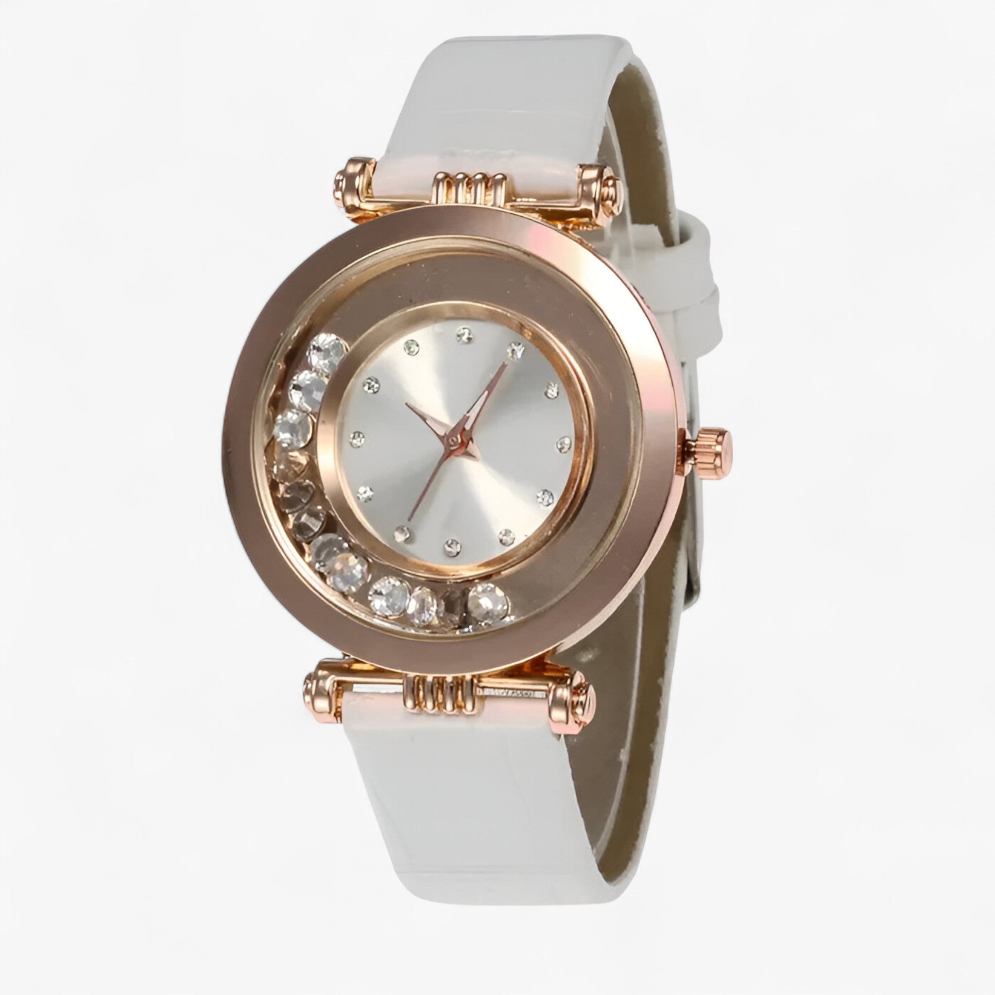 Bozena | Elegant dameshorloge met leren band en strass-gesp