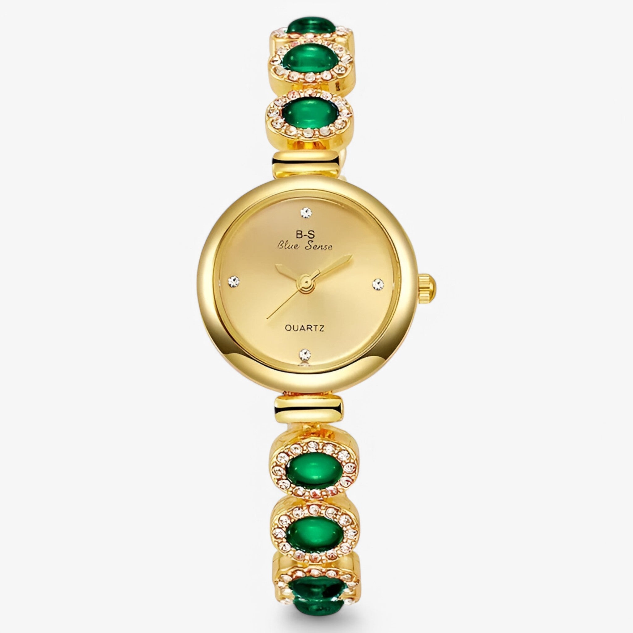 Veronica | Dameshorloge met groene stenen en design geïnspireerd op luxe merken