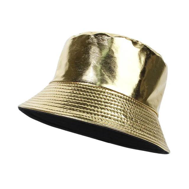 CAROLIEN - Damen Metallisch holografischer Kunstleder-Fischerhut Goud CAROLIEN - Damen Metallisch holografischer Kunstleder-Fischerhut - Werqino