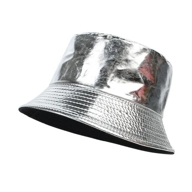CAROLIEN - Damen Metallisch holografischer Kunstleder-Fischerhut Zilver CAROLIEN - Damen Metallisch holografischer Kunstleder-Fischerhut - Werqino