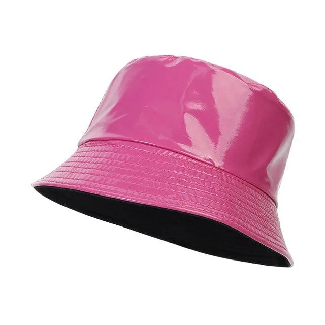 CAROLIEN - Damen Metallisch holografischer Kunstleder-Fischerhut Donker roze CAROLIEN - Damen Metallisch holografischer Kunstleder-Fischerhut - Werqino