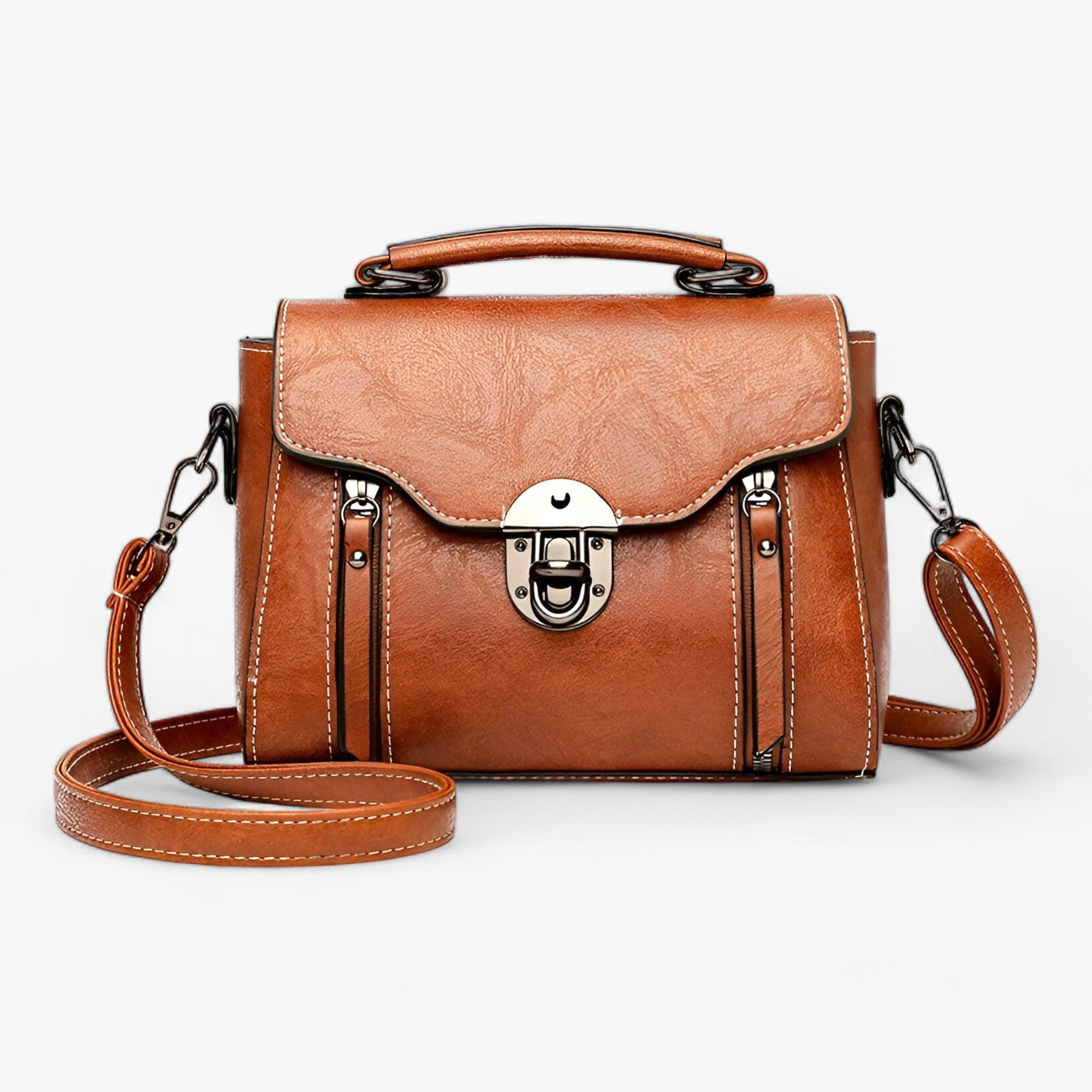 ELARA | Vierkante Schoudertas - Hoogwaardig en Elegant voor Elke Outfit Bruin 20.5x10.5x15.5cm ELARA | Vierkante Schoudertas - Hoogwaardig en Elegant voor Elke Outfit - Werqino
