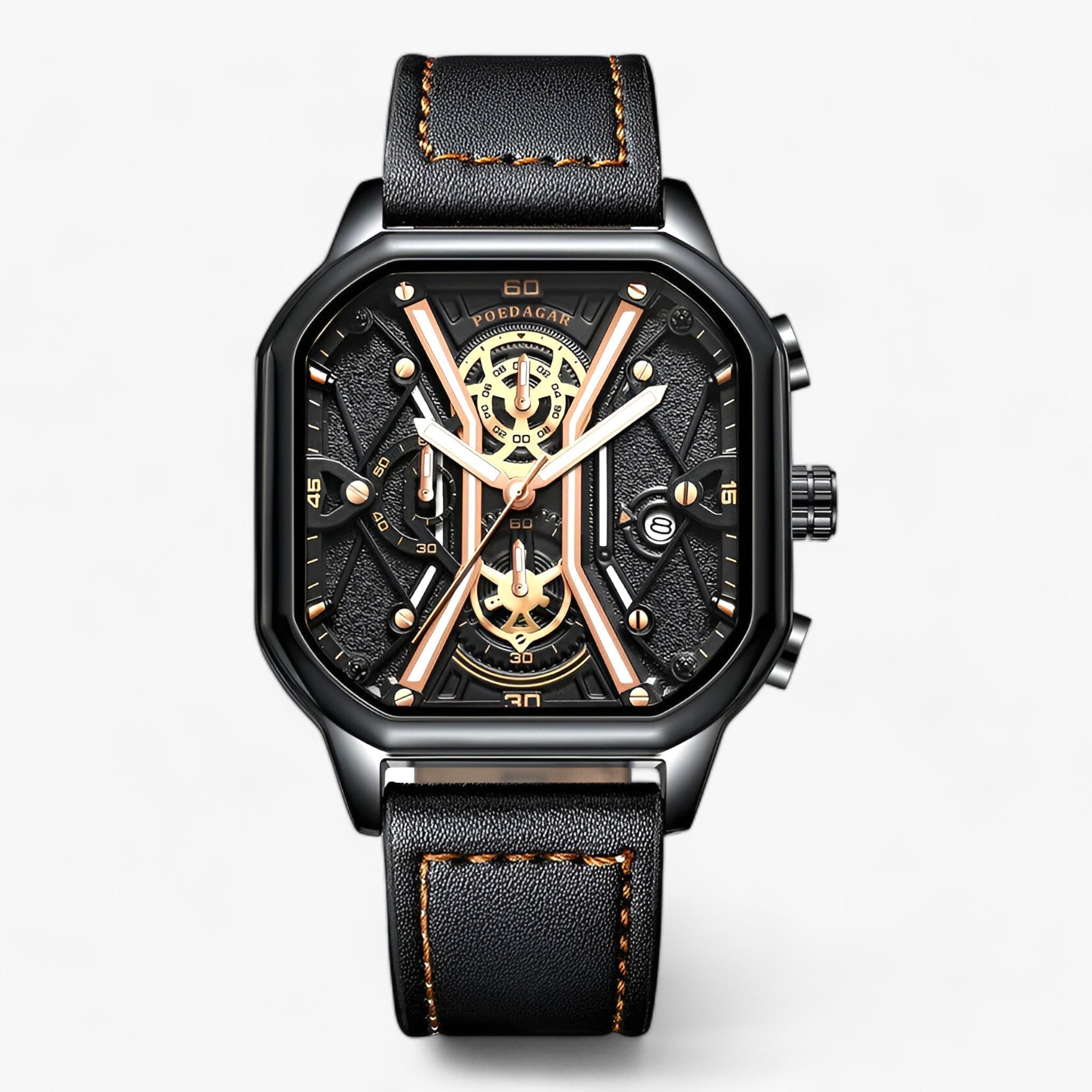 STJERNE | Chronograaf Horloge - Tijdloze schoonheid en eersteklas precisie Zwart Goud L STJERNE | Chronograph Uhr - Zeitlose Eleganz und Präzision - €25 - Werqino Amsterdam